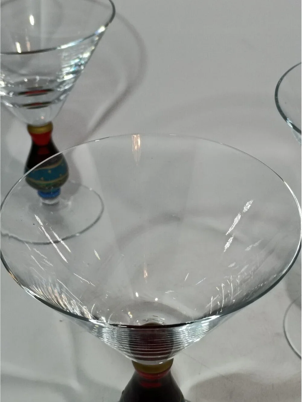 VTG Set of 4 Pier 1 Stain Glass Hand Painted Stem Martini Margarita Glasses